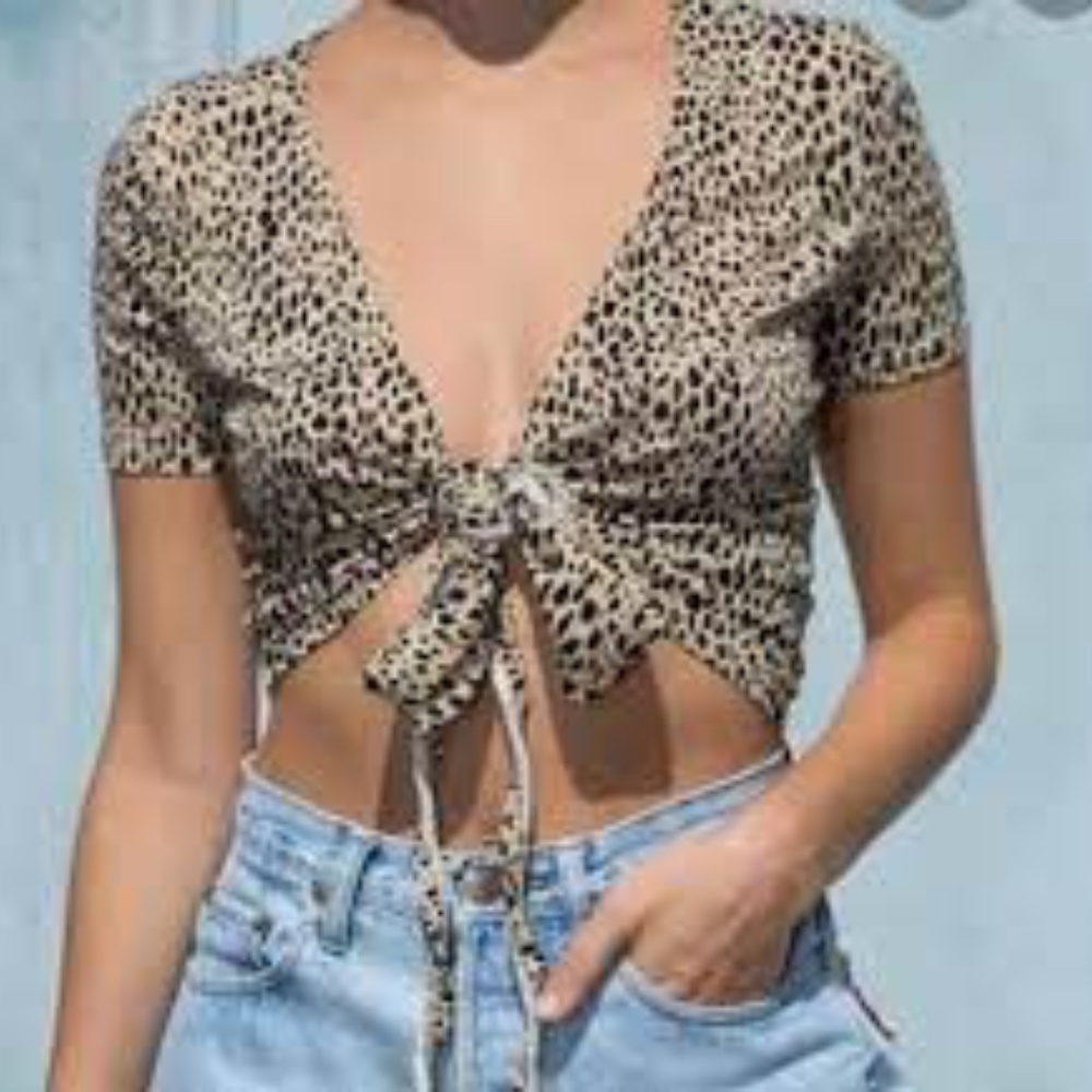 Brandy Melville Cheetah Tie-Front Top